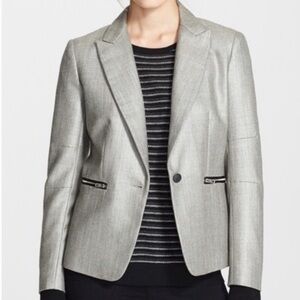 Rag & Bone Alpine Wool Blend Modern Zipper Greyscale Blazer, Size 8